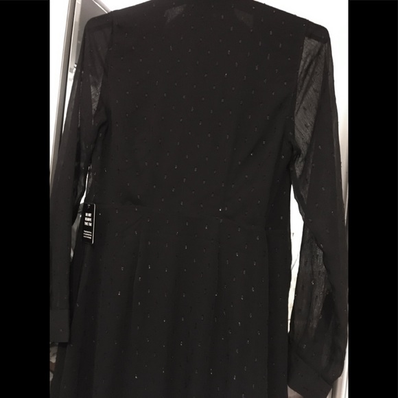 Metallic Clip Dot Ruffle Hem Wrap Midi Dress - Picture 7 of 11